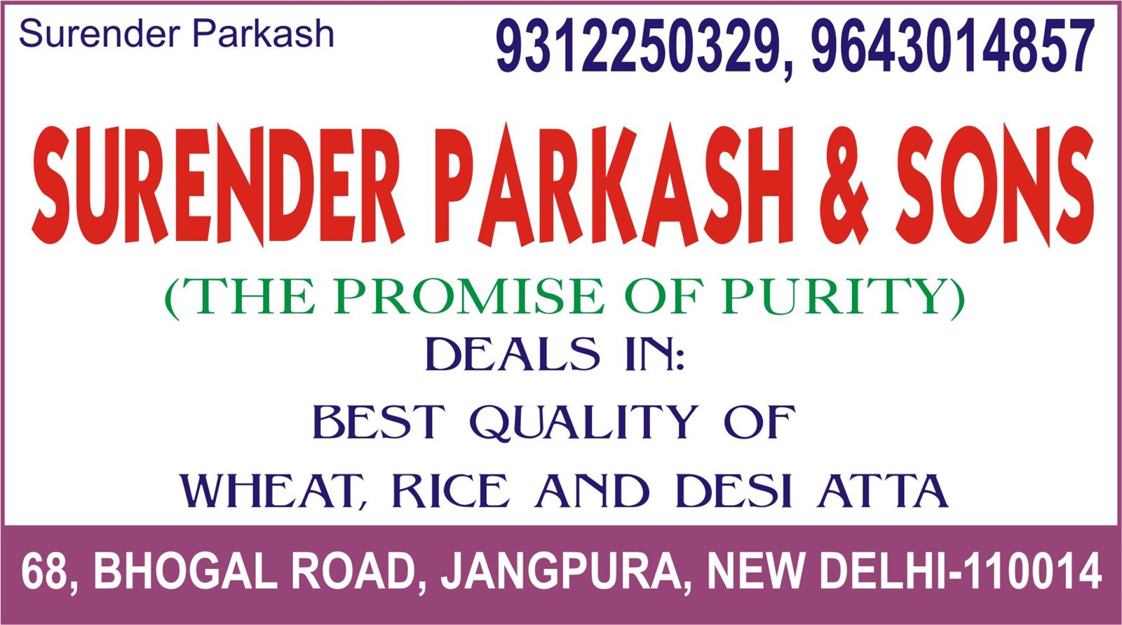 SURENDER PARKASH & SONS